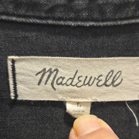 Madewell Charcoal Popover Button-Up Shirt - Picture 4 of 9